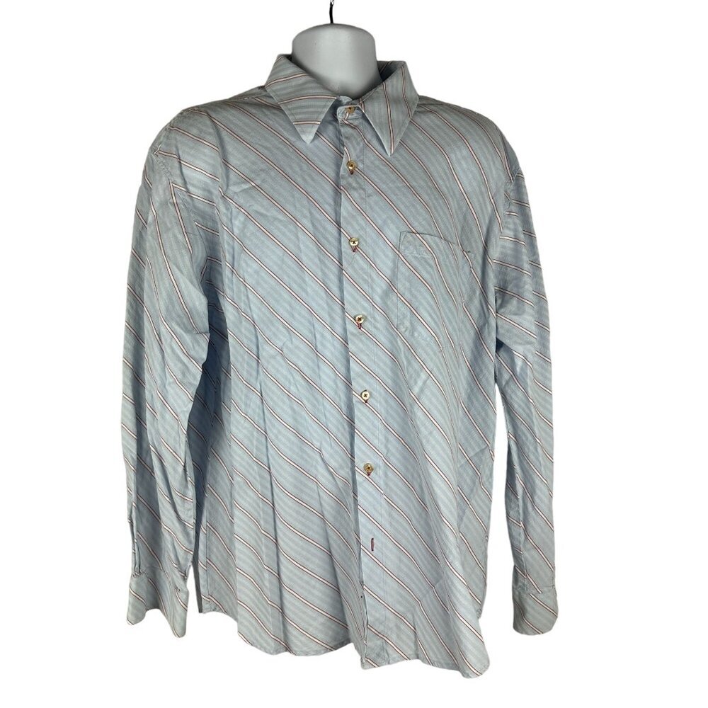 Eighty Eight Men's XL Button-Down Shirt - Blue & Red Stripes Long Sleeve